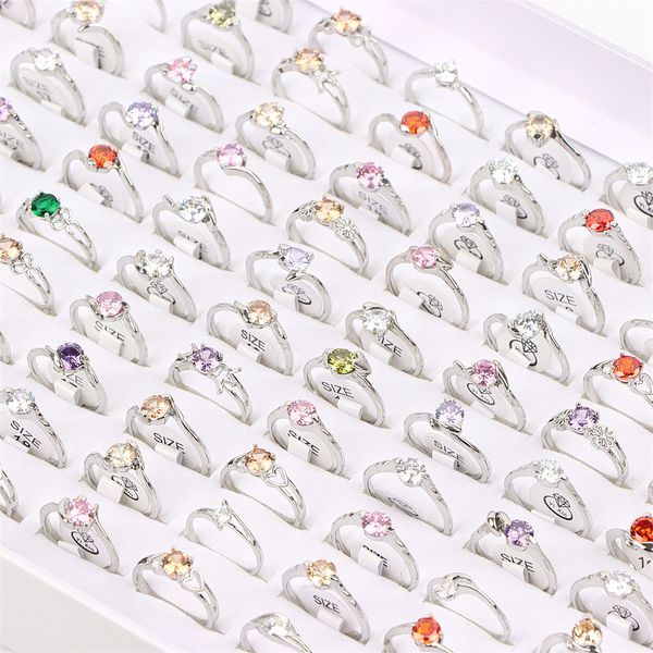 

fashion multicolor sparkling zircon copper rings for women silver gold color engagement wedding jewerly, Golden;silver