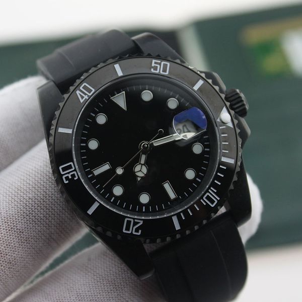 

fashion business men's watch 41mm stainless steel mechanical watch glow-in-the-dark waterproof, Slivery;brown