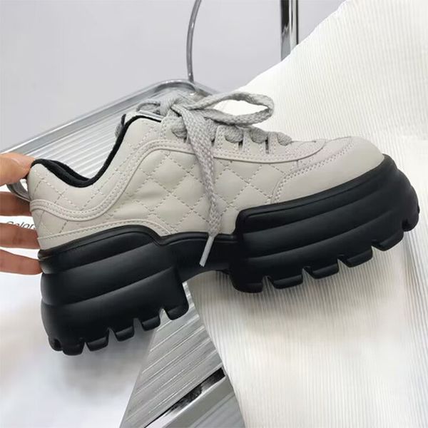 

sports shoes high platform loafers retro big head heighters for girls