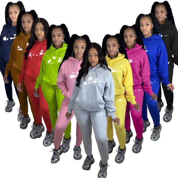 

designer brand jogging suit women tracksuits fleece 2 piece sets letter print hoodies pants long sleeve sweatsuits loose sportswear clothes, Gray