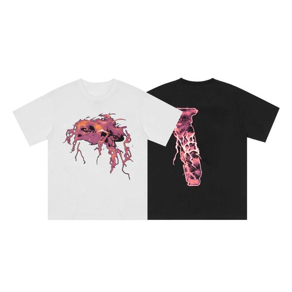 

men's t-shirts spring and summer hip hop lightning portrait english print loose men's and women's short sleeved t-shirt trend, White;black