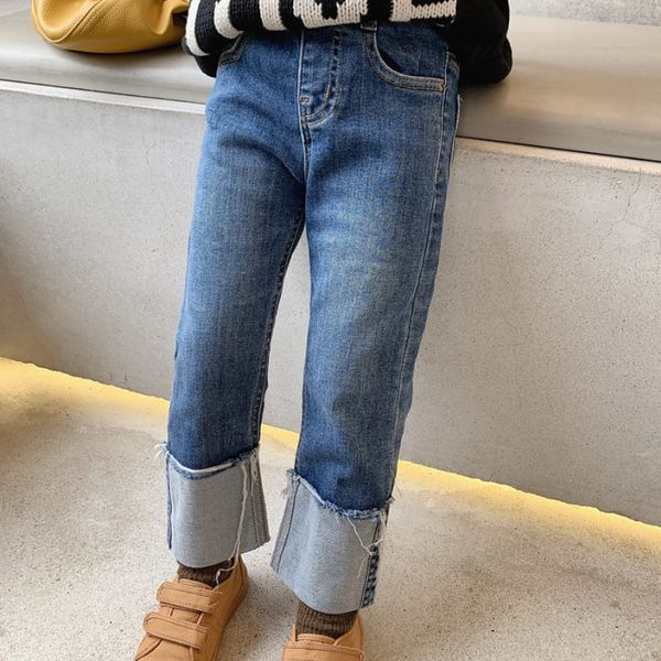 

trousers spring autumn girls fashion denim pants kids jeans 221207, Blue
