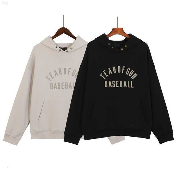 

new essentials season 7 mainline baseball hooded pullover sweatshirt high street hip hop loose hoodies tide, Black
