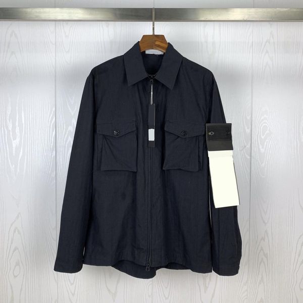 

2023 designer stone pocket jackets island fashion jacket long sleeve zipper badges men casual coat windbreaker embrodiery mens shirts coats, Black;brown