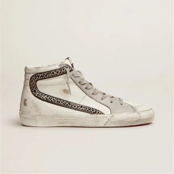 

excellent with original box new release fashion women high shoes mid slide star sneakers shoes luxury classic white do-old dirty shoe, Black