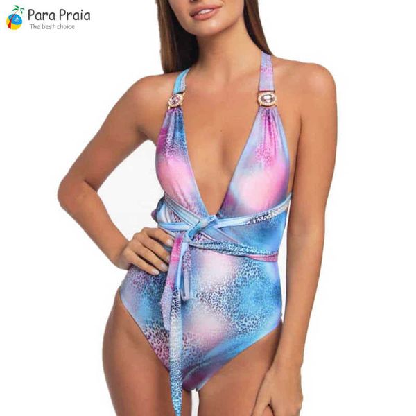

swim wear para praia 2022 summer new gem one piece swimsuit deep v swimwear for women bathing suit leopard swimwear thong bodysuit t221208