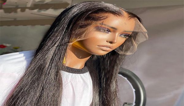 

180density 26inch natural black long silky straight part remy lace front wig for women with baby hair natural hairline9168686, Black;brown