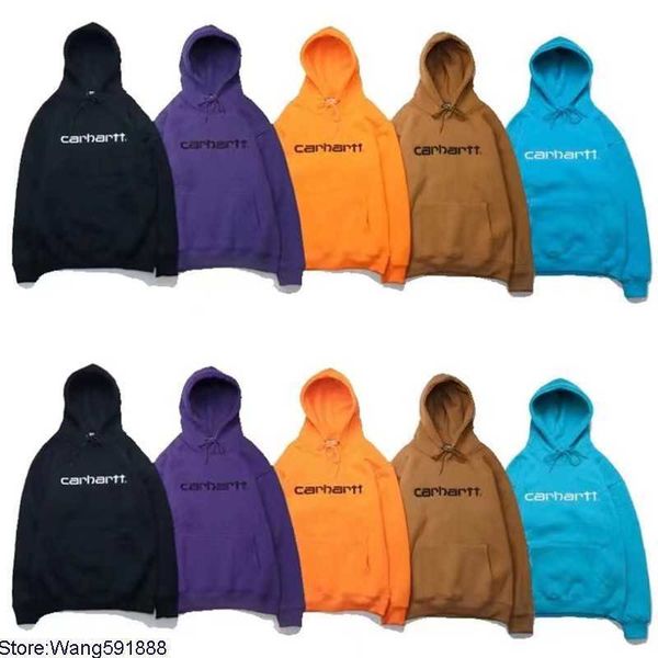 

2023 new men's hoodies sweatshirt north america brand carhart hoodie and women's plush casual loose embroidery versatile hoodie wi, Black