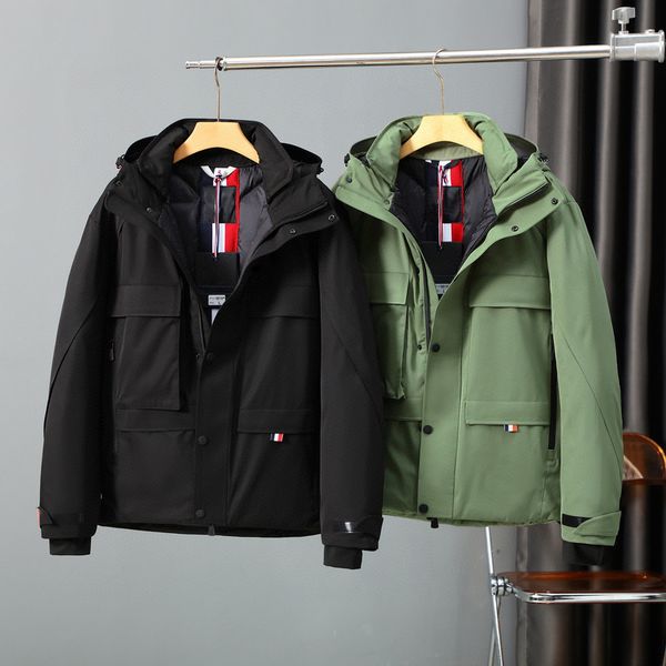 

plus size duck down coat warmest jacket sluxury designer men and women winter warm street style with hat m-xxxl, Black
