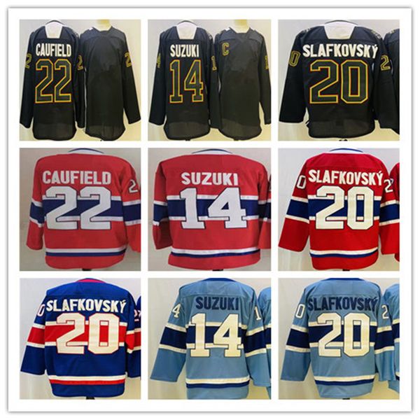 

nick suzuki 2022-23 reverse retro hockey jerseys juraj slafkovsky cole caufield josh anderson kirby dach jersey, Black;red