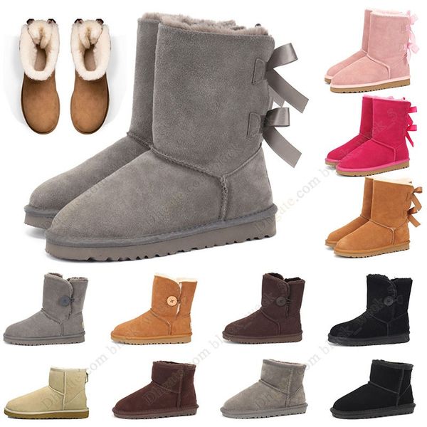

winter light grey women designer boots fashion ultra mini short bow usa ankle high boot triple black brown beige pink purple winter botties