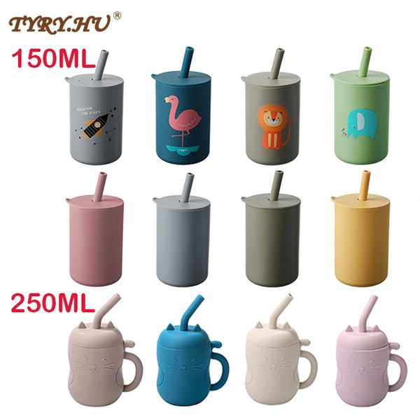 

cups dishes utensils silicone baby feeding drinkware straw cup kid learning bottle anti leakproof tableware toddler water 221208
