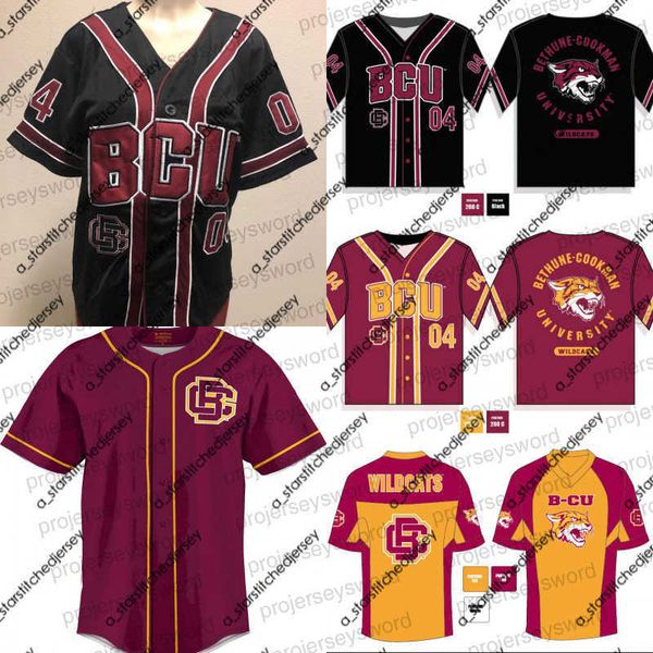 

college baseball wears mens bethune cookman university baseball jersey custom any name number stitched big tall, Black