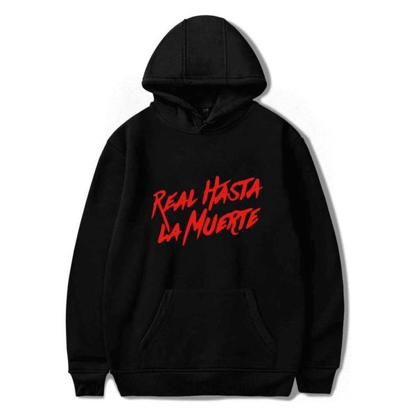 

anuel aa merch real hasta la muerte hoodie sweatshirt men/women/kids hip hop spring autumn male/ladies, Black