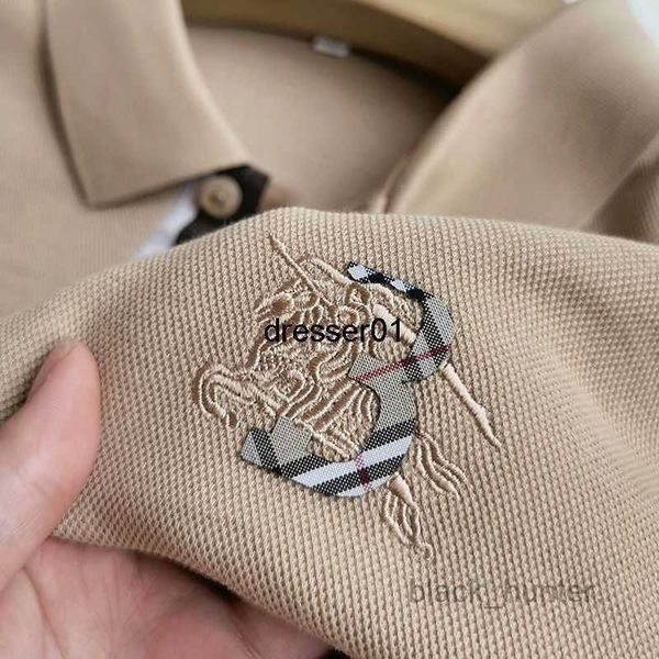 

men's t-shirts burbrerys designer cotton thickened long sleeve t-shirt men polo shirt autumn winter embroidery top, White;black