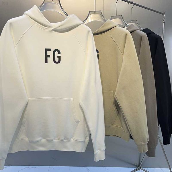 

essentials hoodie season 7 fg plush for men and women couples casual loose travel in autumn winter, Black