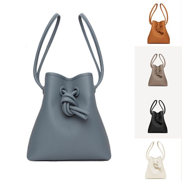 

evening bags real leather fashion women shoulder bucket bowknot big capacity handbags casual brand luxury crossbody girls side bag 221208