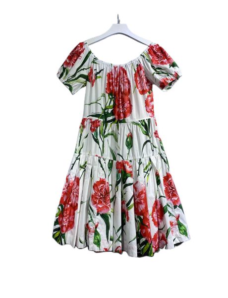 

spring 2023 new round neck cotton printed short sleeve dress, Black;gray