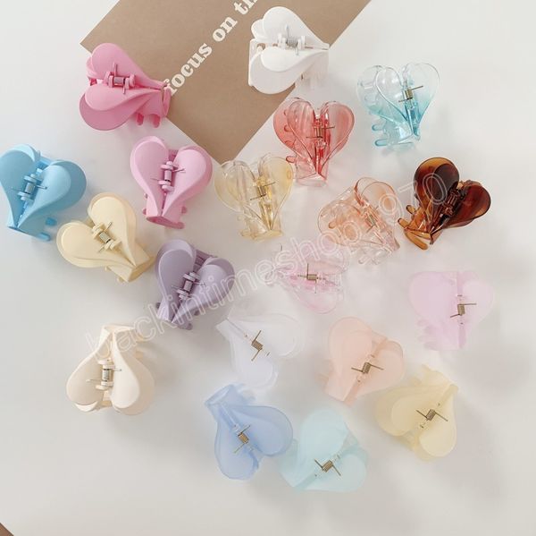 

hairclip for women double layer love hair claw girls solid color hairpin crab fashion hair accessories gift, Slivery;white