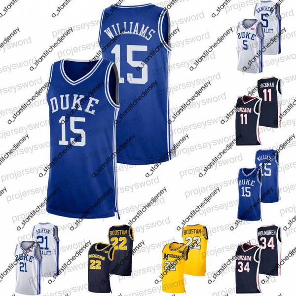 

college basketball wears custom ncaa 2022 draft basketball jersey paolo banchero nolan hickman mark williams a.j. griffin caleb houstan chet, Black