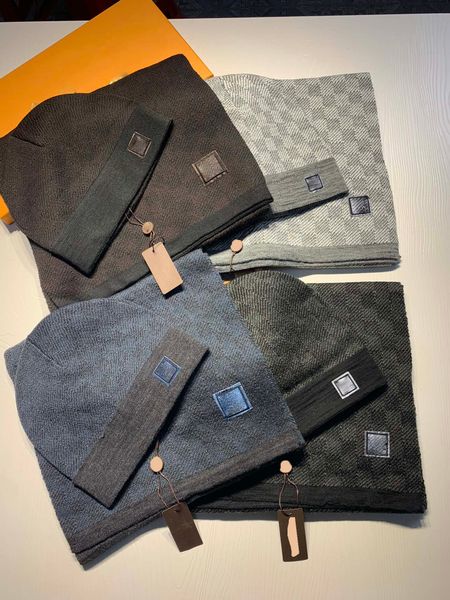 

2023new high-quality two-piece winter scarf hat fashion warm scarf design, Blue;gray