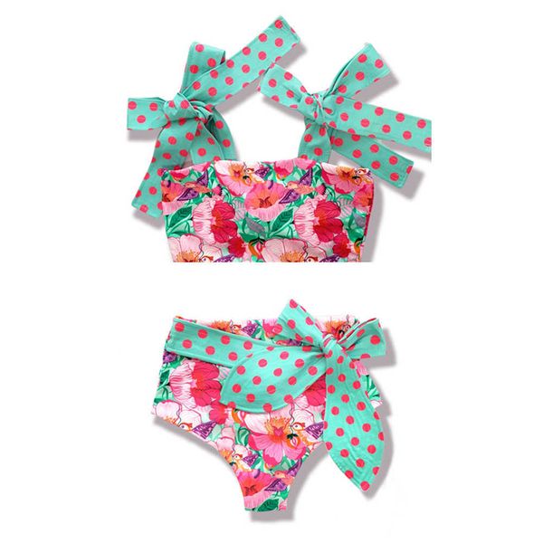 

swim wear 2023 new bikini set high waist print dots floral swimsuit strappy swimwear women bathing suit summer beach wear biquini t221208