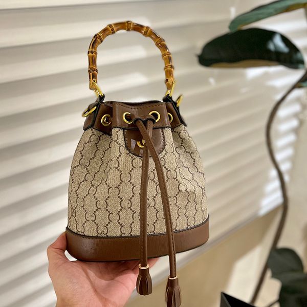 

designer tote bags bamboo handle handbags women fashion drawstring bucket genuine leather crossbody bag luxury shoulder bags wallet straps p