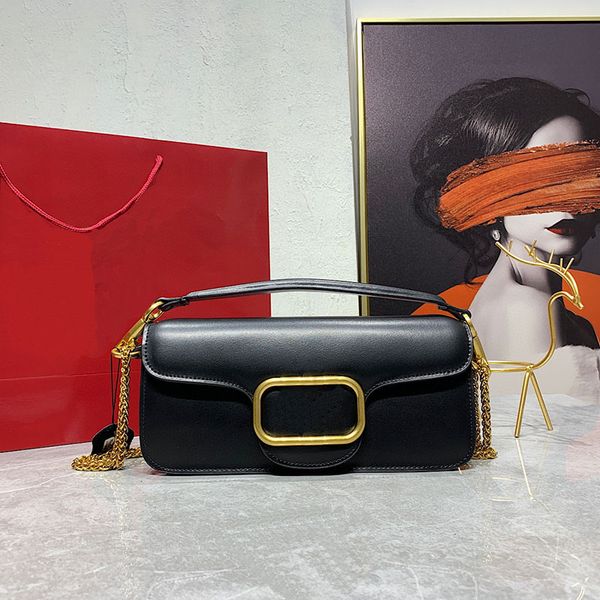

luxury shoulder bags in europe and america retro messenger bag ladies leather commuter long designer trend cute gold hardware portable black