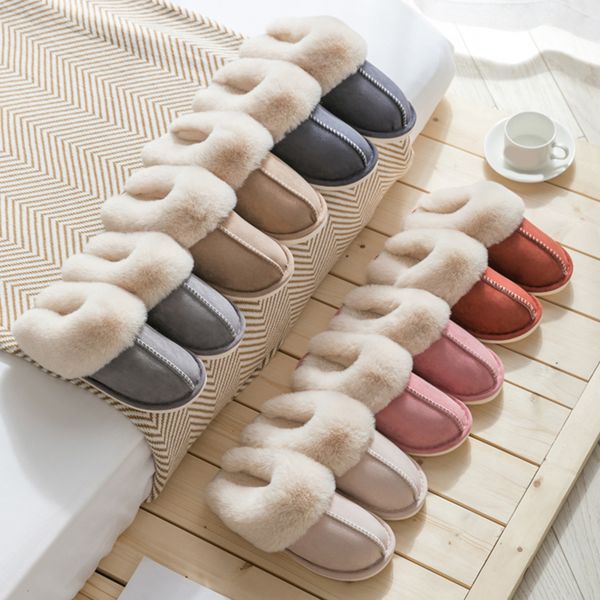 

slipper indoor warm plush home slipper anti slip autumn winter shoes house floor soft slient slides 221208, Black