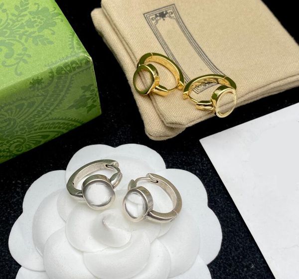 

fashion double letter hoop earrings have stamp studs luxury designer dangle earring eardrop for women party anniversary with box, Golden;silver