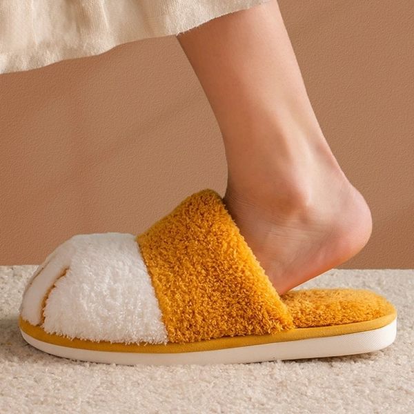 

slippers winter indoor ladies home cute cartoon cat paw men women lovers furry slides plus velvet warm soft female 221208, Black