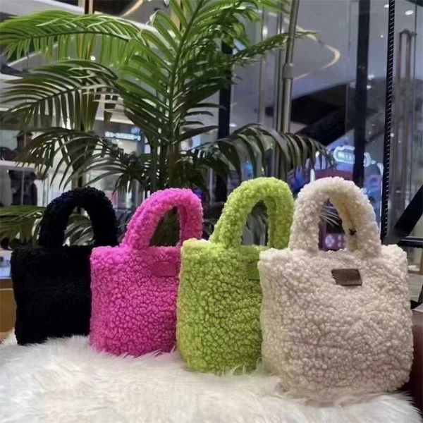 

totes stuff sacks womens bag autumn and winter wool candy lamb fleece sweet one shoulder crossbody handheld bucket bag 1208