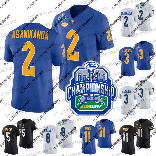 

american college football wear ncaa israel abanikanda jersey pitt panthers 2021 acc football conference champions patch jared wayne kenny pi, Black