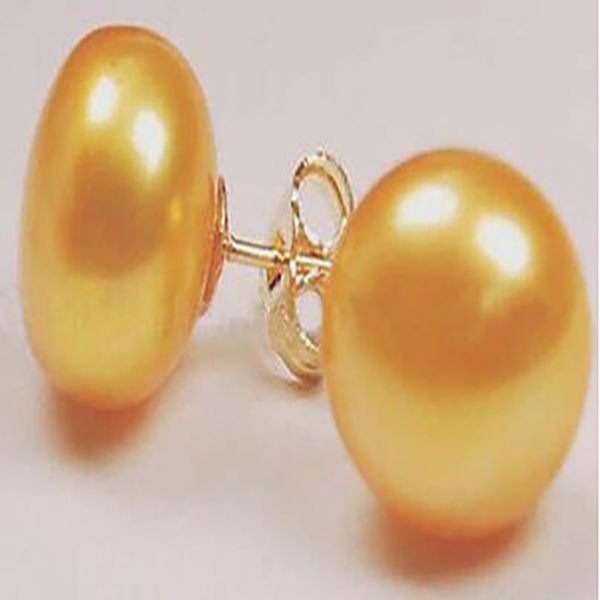 

fashion jewelry charming 10-11mm south gold pearl earrings 14k, White