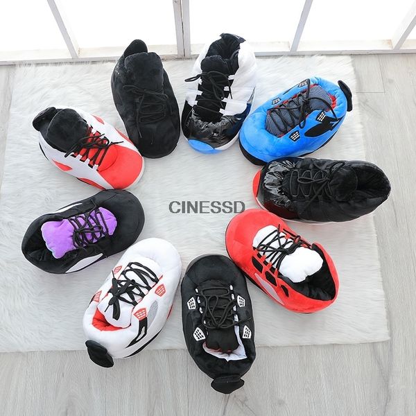 

slippers winter warm women cute home  sneakers men house floor cotton shoes woman eu 3544 plush sliders 221208, Black