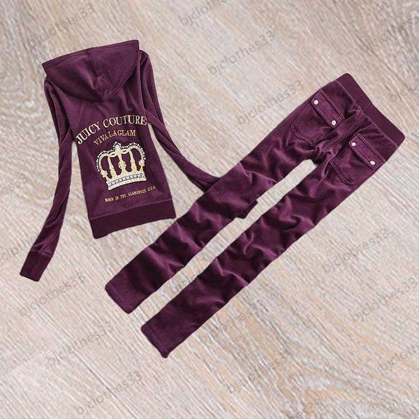 

juicy tracksuit womens two piece pant gold wire crown decoration hooded slim regular elastic fabric slimming trousers fashion joker women c, White