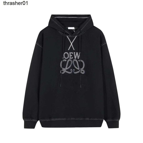 

men's hoodies designer sweatshirts loewess luxury sense men women hooded new correct white thread embroidery long sleeved fashion hoodi, Black