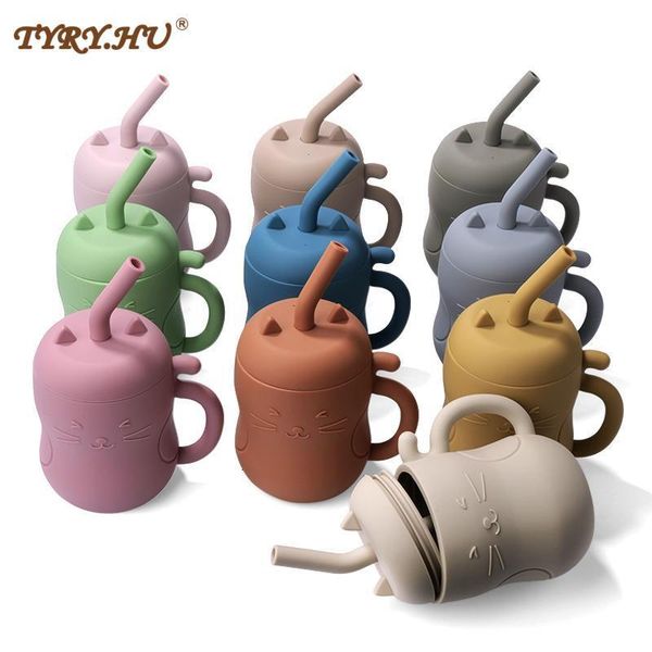 

cups dishes utensils 250ml 1pc silicone baby feeding straw cup kid learning bottle anti leakproof tableware toddler drinkware water bottl 22