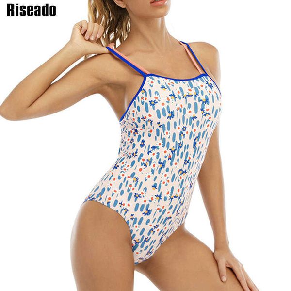 

swim wear riseado floral print one piece swimsuit 2022 strappy swimwear women monokini backless bodysuit lace up women's bathing suit t