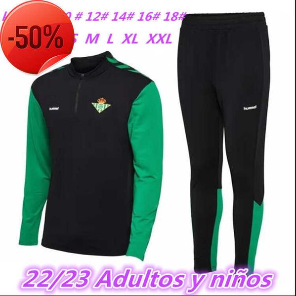 

2022 2023 real betis soccer and kids tracksuit joaquin b.iglesias camiseta juanmi canales fekir 22 23 football training suit man child, Black