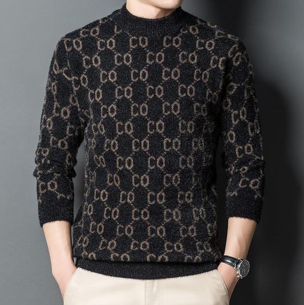 

new mens sweater luxury fashion patchwork loose o-neck pullover casual warm sweaters long sleeves trend streetwear, White;black