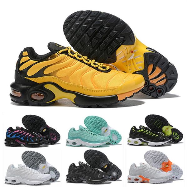 

designer tn plus kids running shoes boys girls trainers sports athletic shoe triple black white parent child walking sneakers size246k