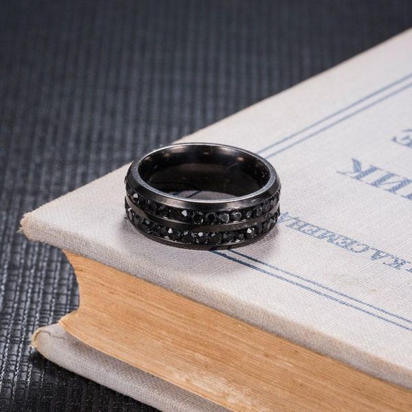 

2022 new fashion men rings black rings stainless steel mens wedding ring, Silver