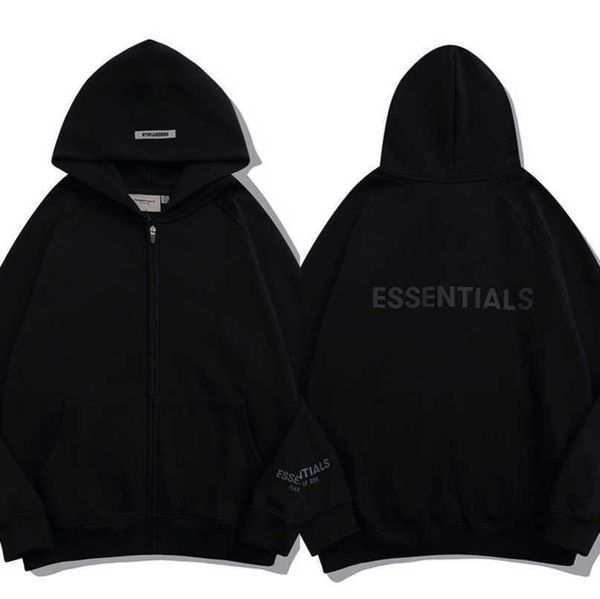 

men's luxury essentials tracksuits sweatshirts fashion zipper hoodies men women sportswear pant suit hooded sweater casual pullover co, Black