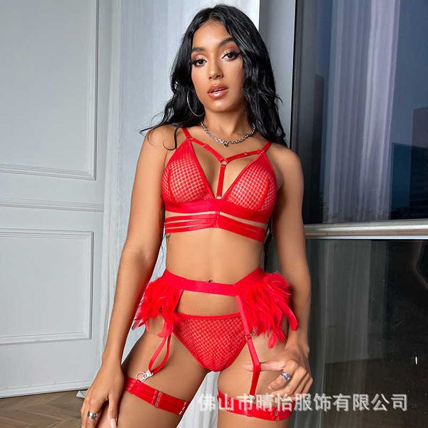 

toy wind lingerie lace perspective screen nightclub queen set, Red;black