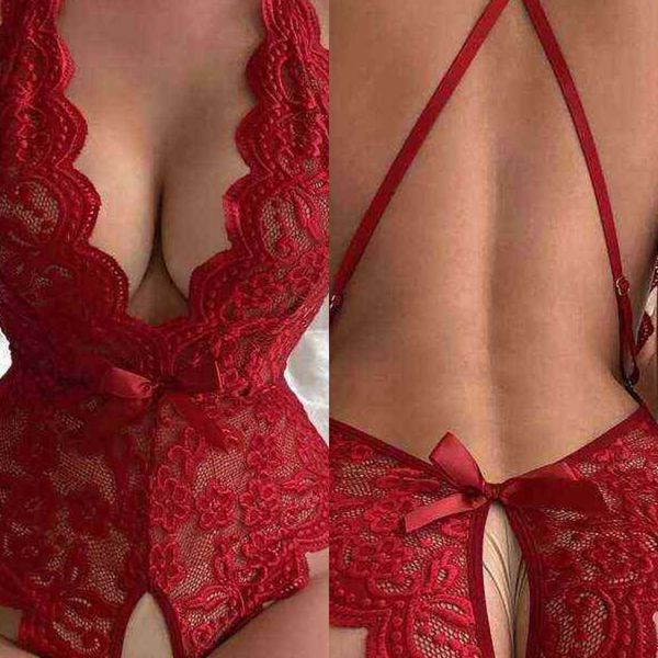 

nxy underwear suspender lace perspective conjoined deep v temptation forked underwear 220525, Red;black