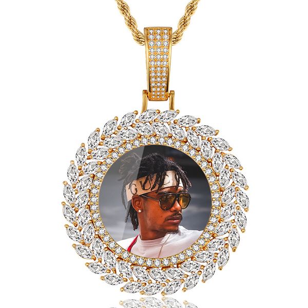 

ling hip hop custom memory p pendant necklace bling zircon 18k real gold plated jewelry, Silver