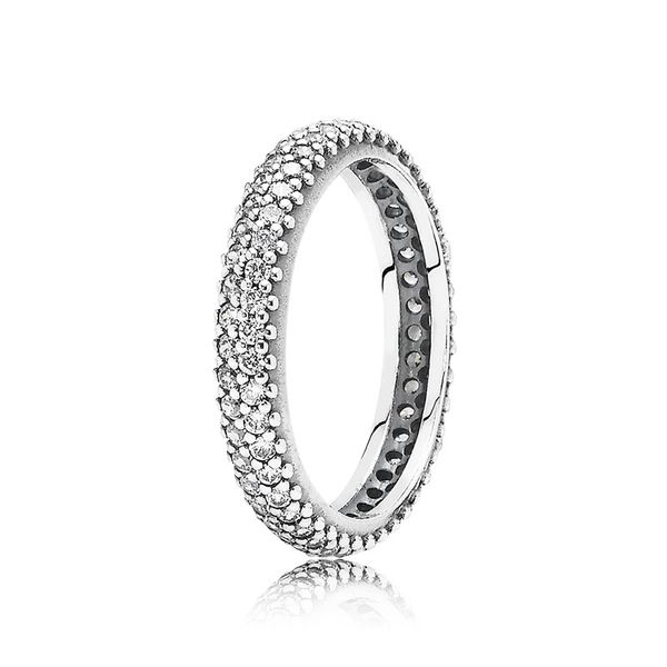 

elegant pave band ring authentic sterling silver with original box for pandora full cz diamond wedding jewelry for women girls rose gold eng, Slivery;golden