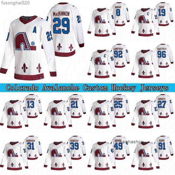 

nathan mackinnon custom colorado avalanche 2021 reverse retro jersey 8 cale makar 31 philipp grubauer 49 samuel girard hockey jerseys, Black;red