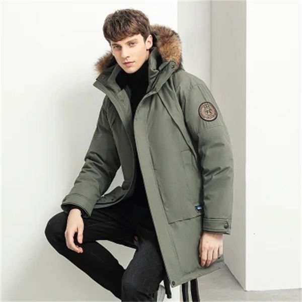 

men's down parkas men duck down jacket long thick parkas winter super warm fur collar coats 2023 casual mens outdoor waterproof windpro, Black